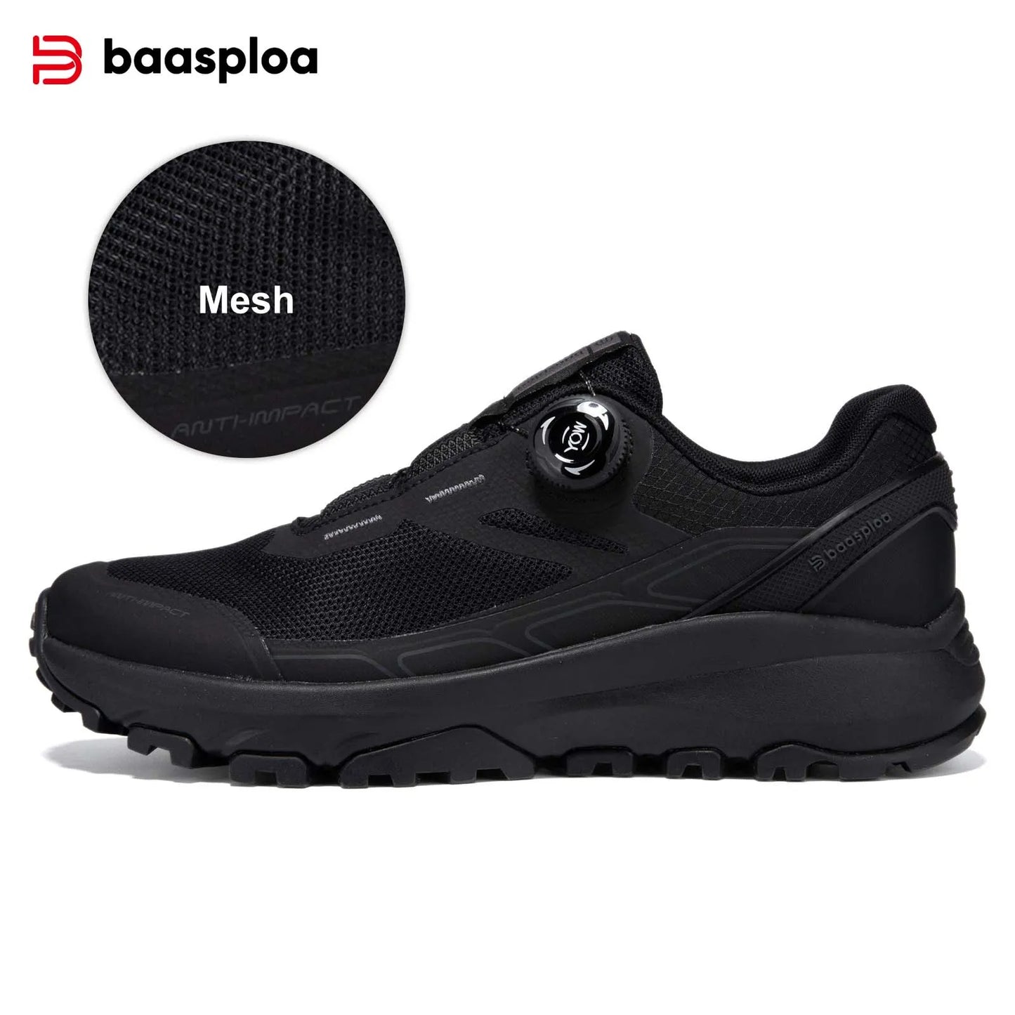 Baasploa Men Hiking Shoes Outdoor Climbing Mesh Breathable Travel Walking Shoes Male Non-Slip Wear Resistant Comfortable Sneakers