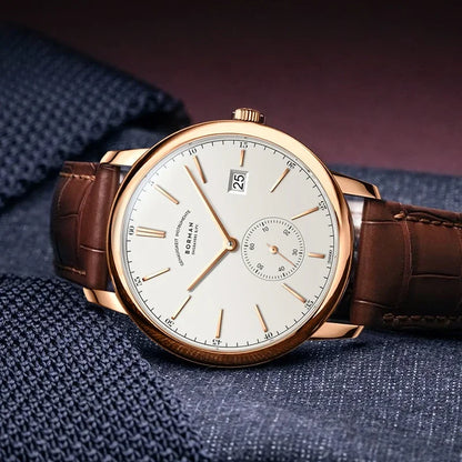 Orologio BORMAN BM3817 TOP nuovo 42 da uomo di lusso, meccanico automatico, vetro zaffiro, ultrasottile, impermeabile 50M, con sottoquadranti
