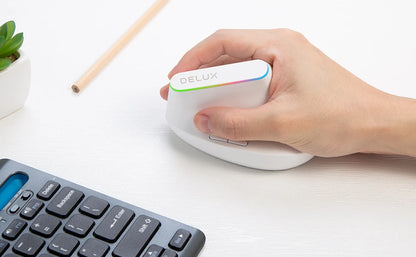 Delux  Ergonomic Vertical Mouse Rechargeable Wireless RGB Mouse Bluetooth 2.4G  4000DPI Gaming Silent Mice For Laptop PC
