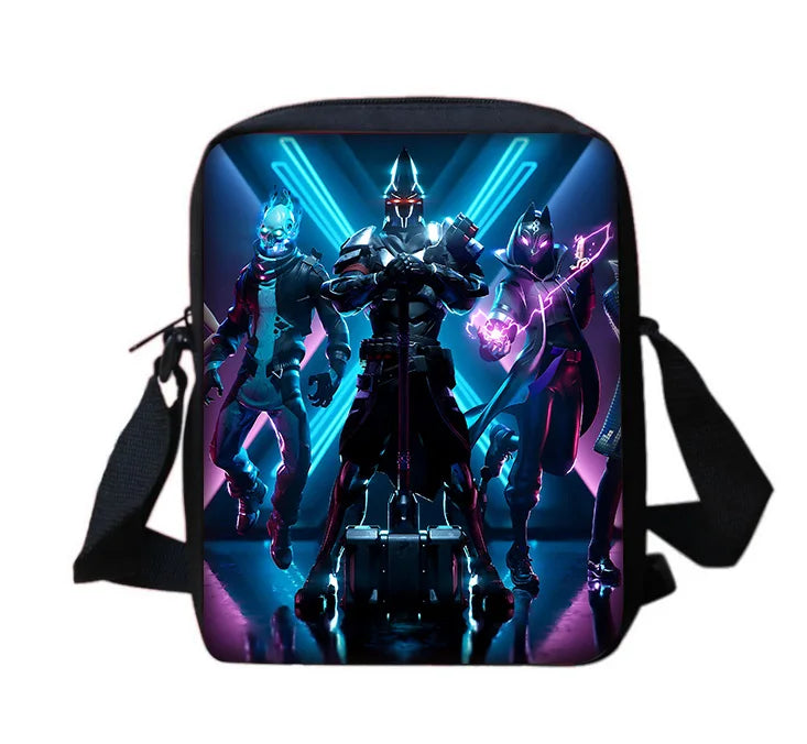 Trendige bedruckte Schulter-Umhängetasche für Jungen und Mädchen, Kinderdesign-F-FortniteS, lässige Handtasche für Herren und Damen, Handy- und Einkaufstasche