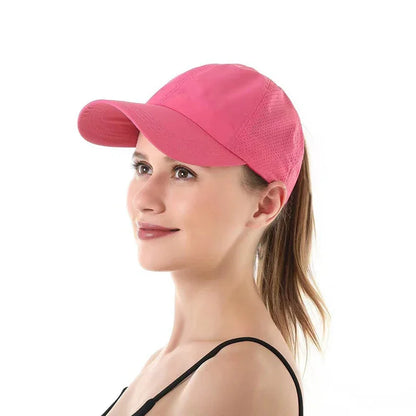 Casquette de baseball d'été, tenue de golf, casquette de sport et de loisirs à bande croisée pour queue de cheval, casquette à visière en forme de bec de canard en maille à séchage rapide