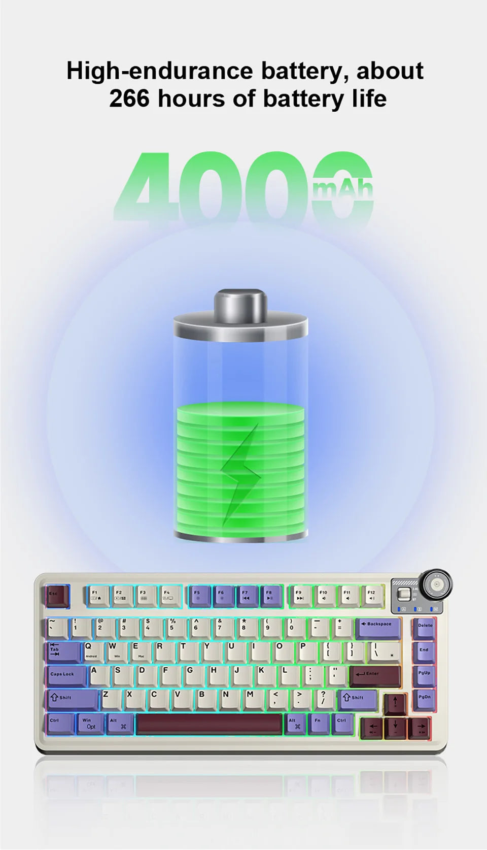 Teclado mecânico gaming esports AULA AU75, três modos, 81 teclas, teclas PBT, hot-swappable, RGB, teclado sem fios para PC desktop e escrita
