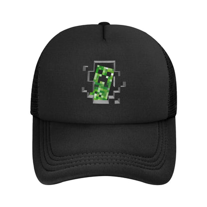 Hoekige avonturier ontdekt een Creepers-monster achter zich Truckerpet Zonnehoeden Verstelbare snapback-petten Mesh-baseballpet