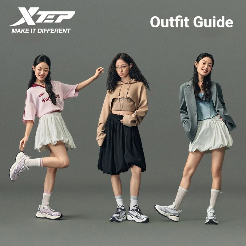 Xtep Basque 3 Sneakers Women Lightweight Wear-Resistant Trendy Durability Thick Sole Casual Sports Female Shoes 874218320006