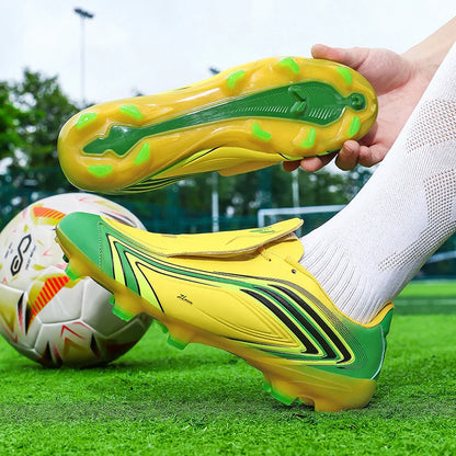 Chaussures de football à crampons longs FG pour hommes, modèle bas, antidérapantes, ultra-légères, pour entraînement et matchs sur gazon naturel en extérieur
