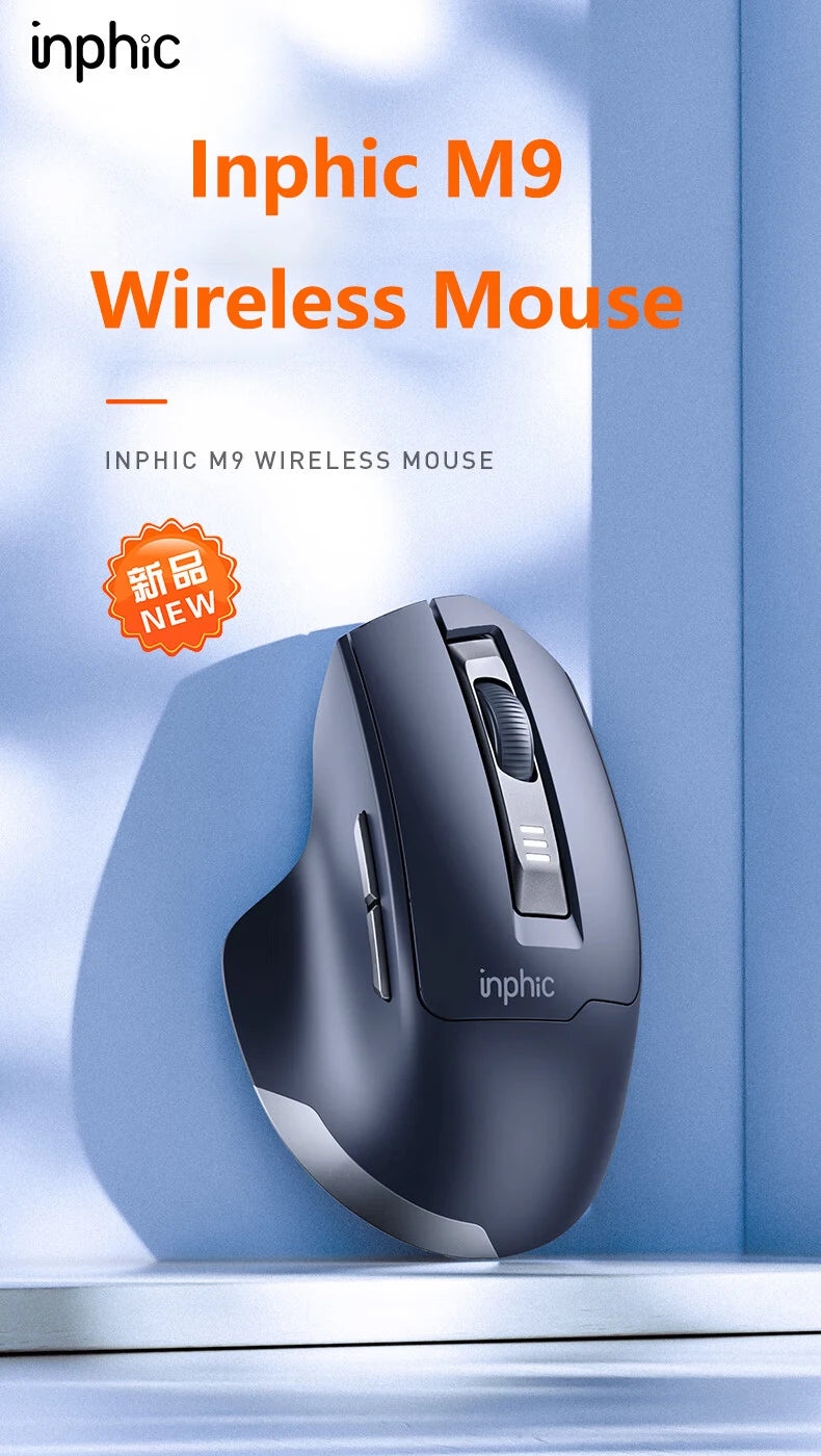 INPHIC Silent Office Mouse Battery Level Display 2400DPI Wireless Mouse Suitable for Desktop and Laptop Computers