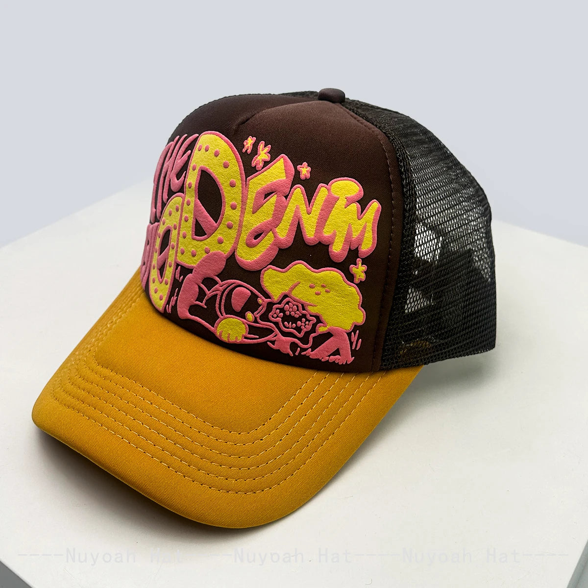Casquettes de baseball unisexes originales imprimées en 3D avec lettres, casquettes de camionneur respirantes à motifs colorés et à visière pare-soleil, en maille polyvalente