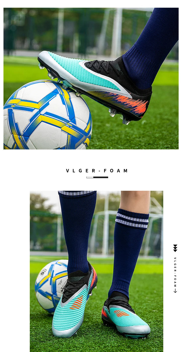 New Men's Football Boots Shoes Match Training Soccer Shoes Non-Slip Cleats Long Spikes FG Ultralight Outdoor Sneakers Drop Shipping