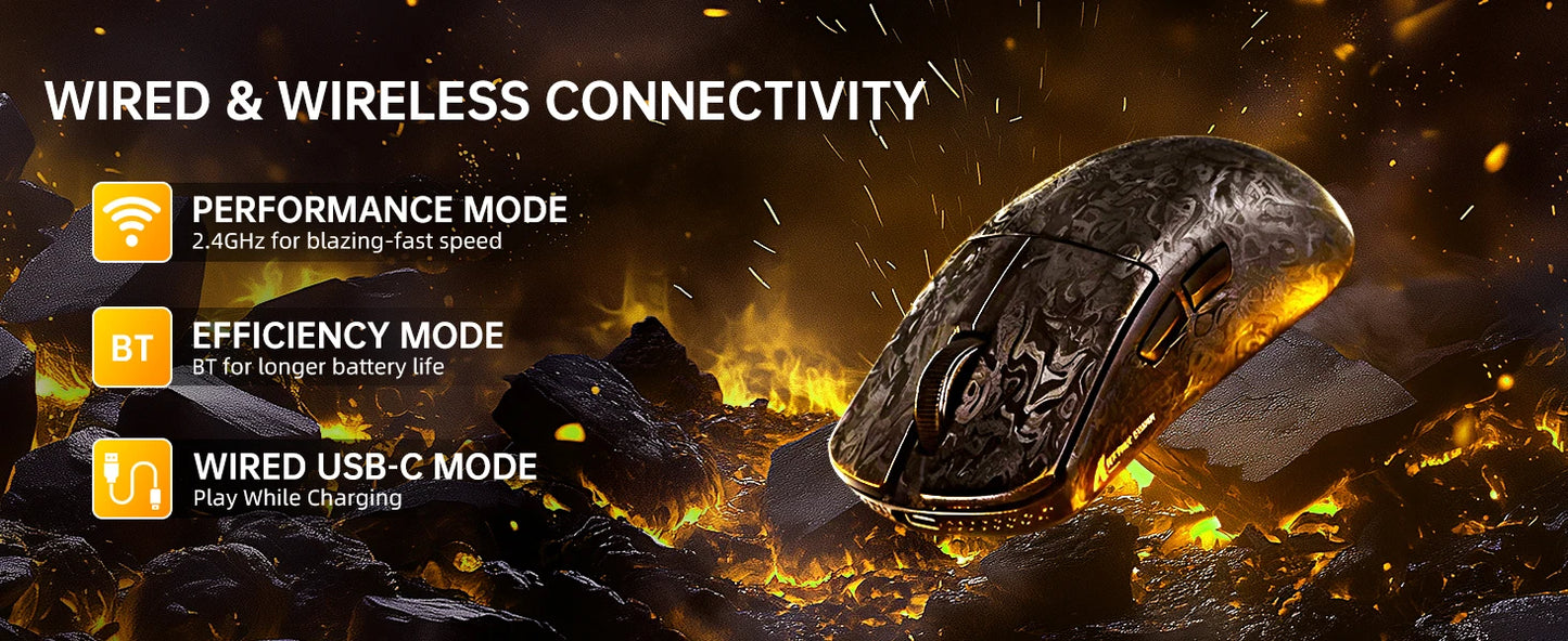 Ratón gaming inalámbrico ATTACK SHARK R11 ULTRA de fibra de carbono, 8000Hz, PAW3950MAX, 42000DPI, ultraligero de 49g, 20000FPS, Nordic 52840
