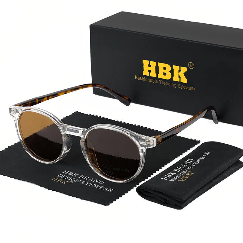 HBK Fashion polariserede solbriller til mænd, runde TR90-stel, modesolbriller til kvinder, kørsel, sport, UV400, Lunette De Soleil Homme