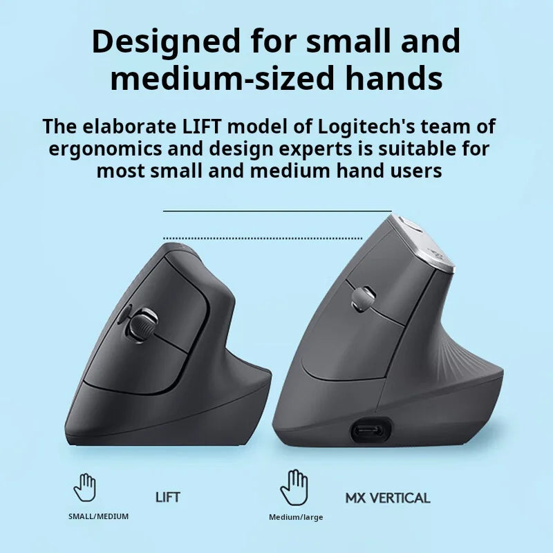Logitech Lift Ergonomic Bluetooth Wireless Mouse Vertical Mouse Small Mouse Business Office 3 Devices Switch In Seconds