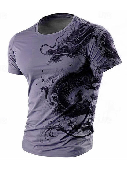 3D-Drachenprint Herren-T-Shirt – Sommerliches Freizeit-Streetwear-Shirt für Herren, Outdoor-Sport, Kurzarm, Urban Fashion
