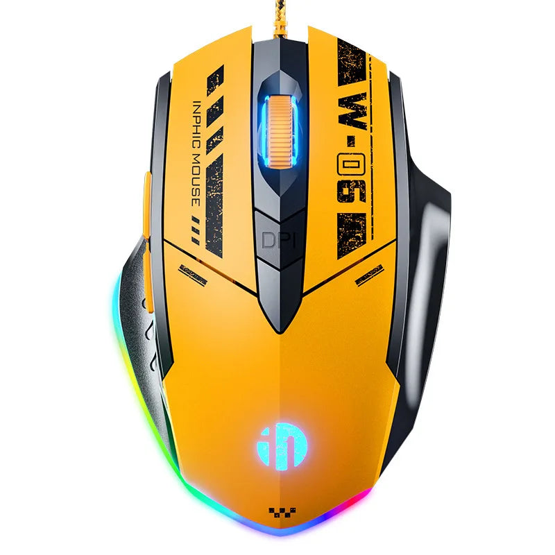 Inphic W1 Wired Gaming Mouse USB Esports Mouse with Adjustable DPI, Programmable Macro Buttons, Silent Click Office & Gaming Mouse
