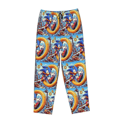 Custom Printed Womens Soniced Pajama Pants Hedgehog Game Sleepwear Sleep Lounge Bottoms with Pockets