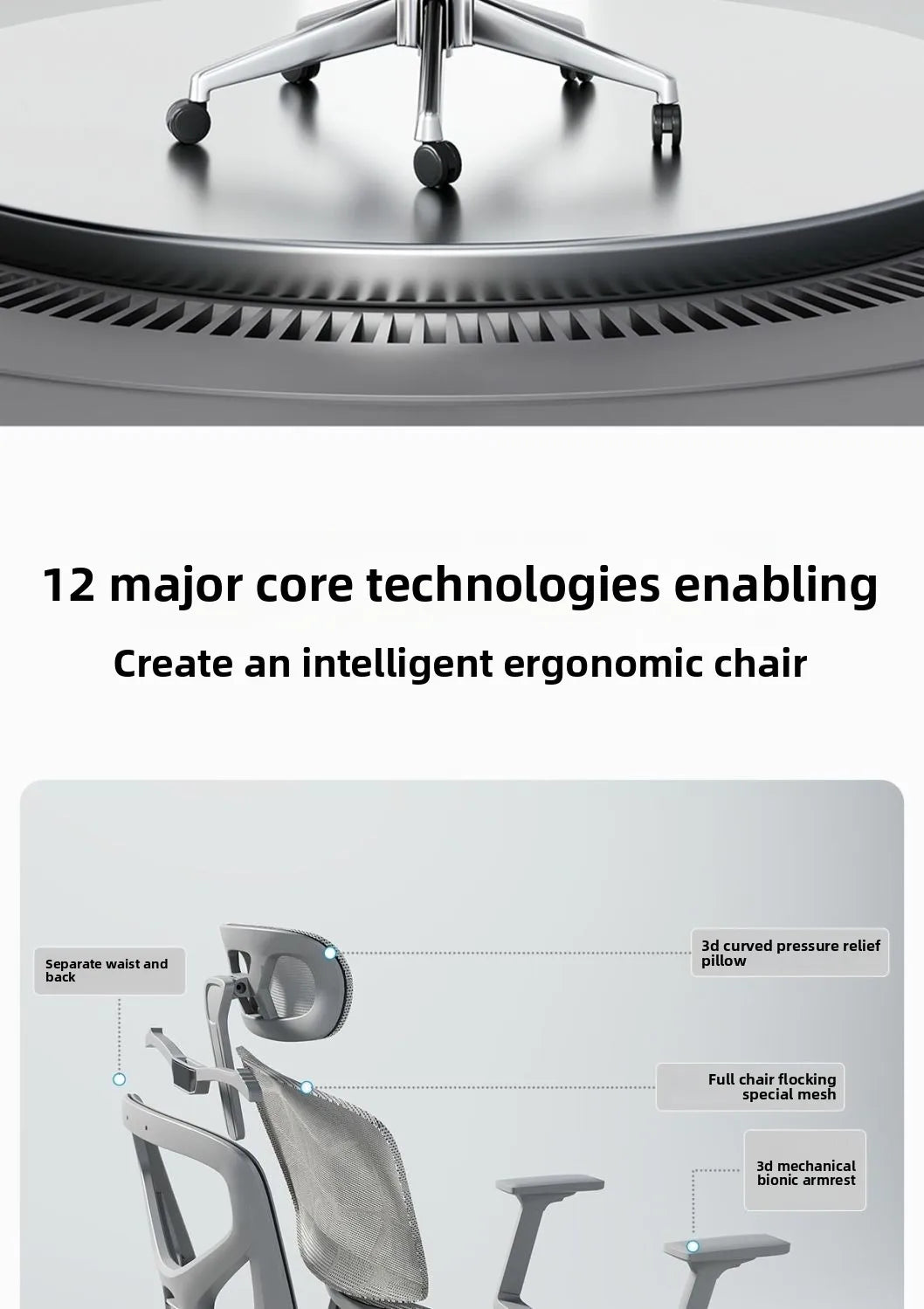 Adjustable Ergonomic Mesh Office Chair, Breathable High Back Computer Desk Chair with 6D Lumbar Support & Retractable Footrest
