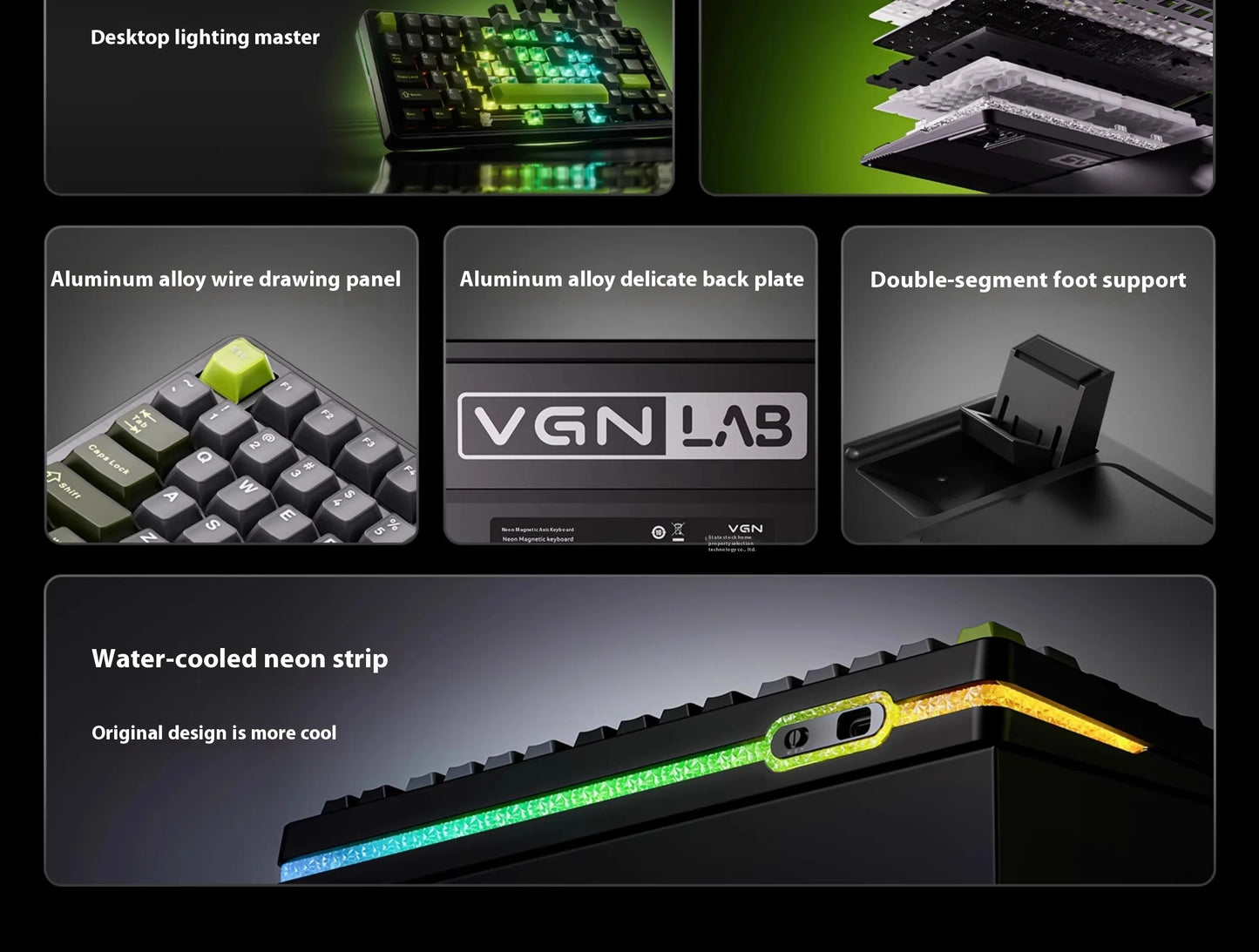 Vgn Neon 75 Mechanical Keyboard Tri Mode E-Sports Magnetic Switch Game Keyboard 75% Hot Swap 8000mah For Pc Accessory Customized