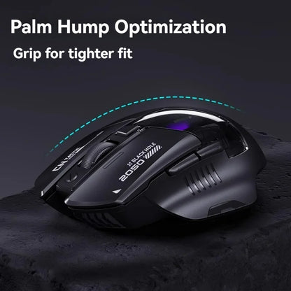 Mouse da gioco Inphic A9 Pro tri-mode, indicatore di alimentazione con guida luminosa colorata, DPI regolabili, macro driver, ergonomico, 12800DPI