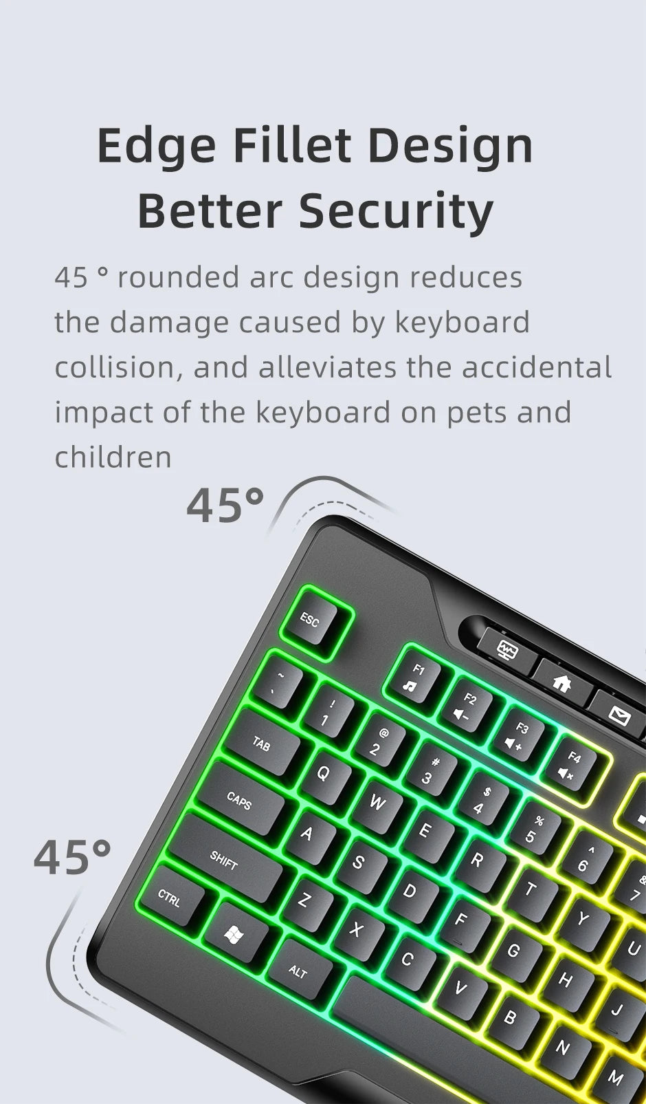 ONIKUMA G32 Wired Gaming Keyboard with RGB Backlit Matte Key Caps 104 Keys Membrane Gaming Keyboards for PC Gamer