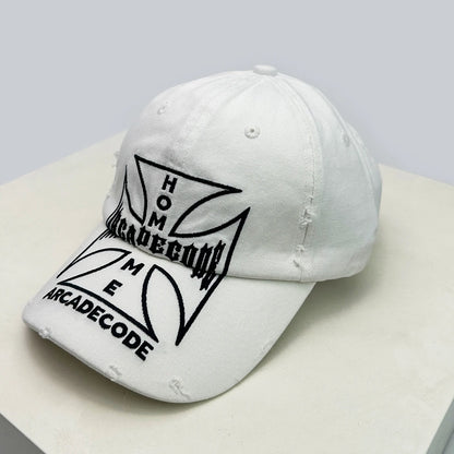 Unisex-baseballkasketter i brudt stil med broderet bull's-eye-kors, solskærm, personlige og alsidige kasketter med skygge, street fashion, hiphop