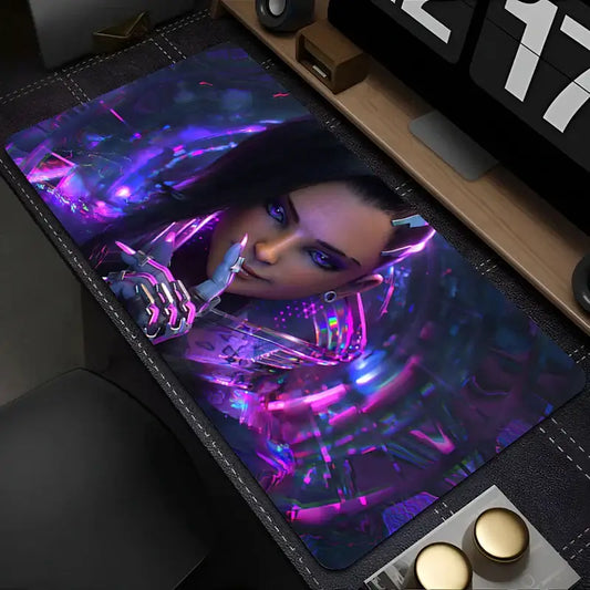 Mouse pad PC Overwatch Sombra sexy, mousepad pentru laptop, mov, kawaii, fată anime, pad pentru tastatură, accesorii gaming, gamer, covoraș de birou pentru mouse