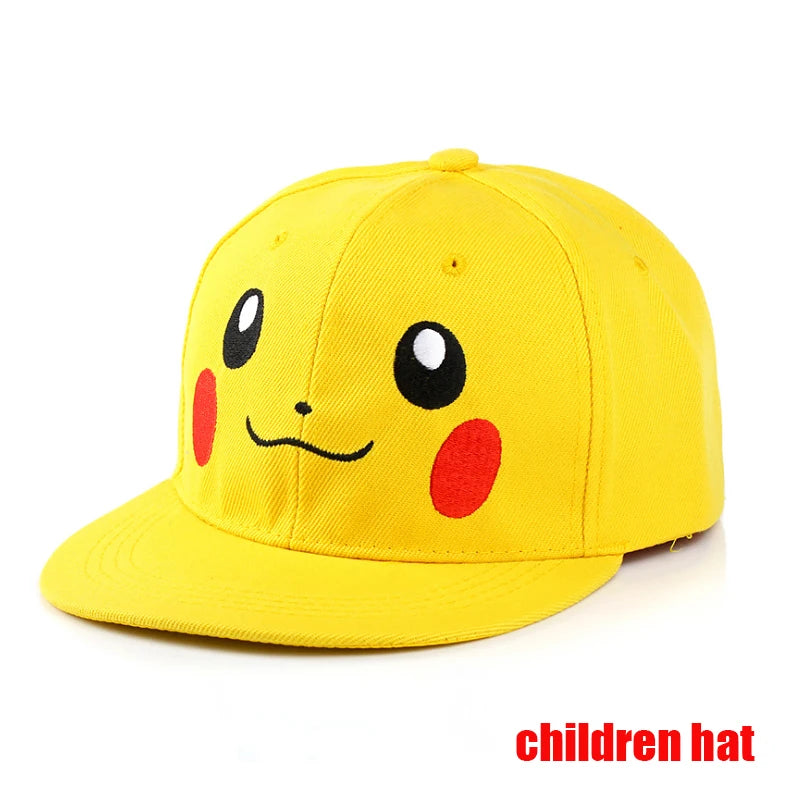Pokémon-baseballkasket, Pikachu-hat, Pokémon-cosplay-hiphop-kasket til piger, drenge, børn, anime-figurer, legetøj, gave, tegneseriehat