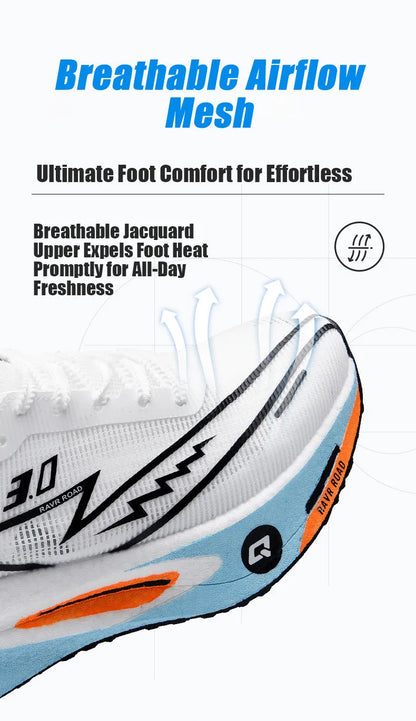 Men's Carbon Board Sneakers Anti-Slip Cushioned Comfortable Racing Training Running Shoes Mesh Tennis Shoes Casual for Women