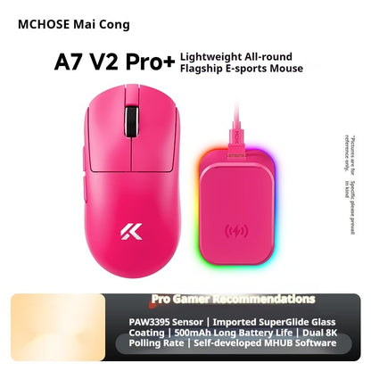 MCHOSE A7 V2 Ultra+ Wireless Gaming Mouse Tri-Mode Lightweight PAW3950 Ti Sensor 42000 DPI Esports Mouse with 500mAh Battery