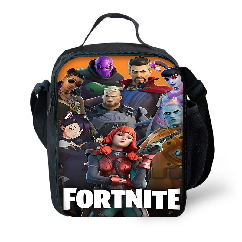 Mochilas Infantis de Design Gaming F-FortniteS com Lancheira e Estojo, Mochilas Escolares de Grande Capacidade para Meninos e Meninas, Melhor Presente