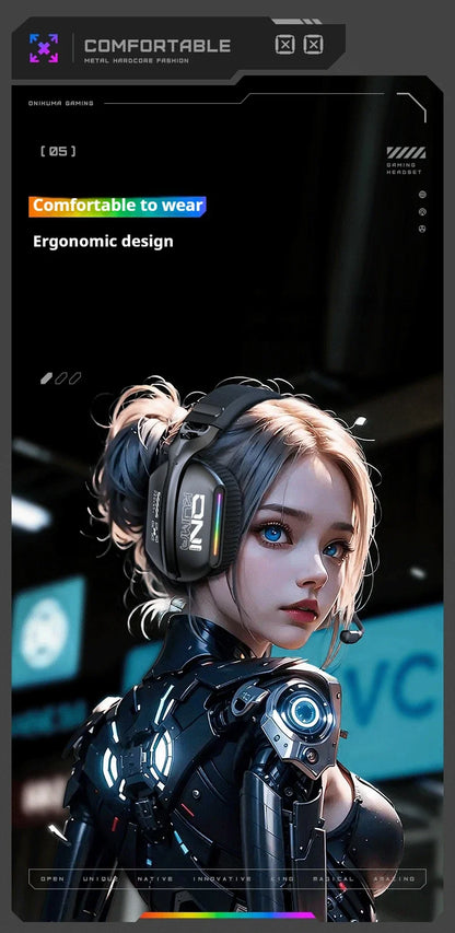 ONIKUMA GT808 Wireless Gaming Headset 2.4G/Bluetooth/Wired 3-Mode Over-Ear Gaming Headphones with Noise-Cancelling Mic for PC PS4 PS5