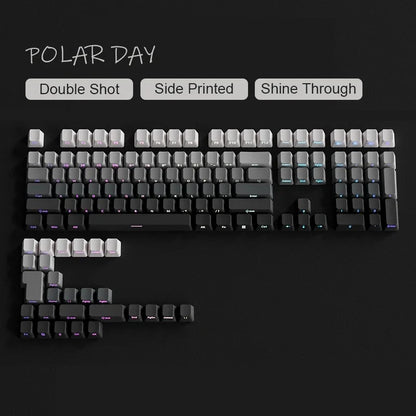 Nuevas teclas para teclado mecánico gaming 60/64/84/98/108 con interruptores MX, 135 teclas OEM PBT con grabado lateral y color degradado rojo y negro