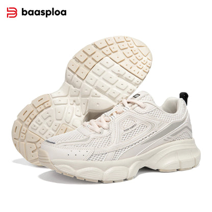 Baasploa Women Sports Shoes Outdoor Lightweight Breathable Jogging Sneakers Female Casual Mesh Anti-slip Lace Up Running Shoes
