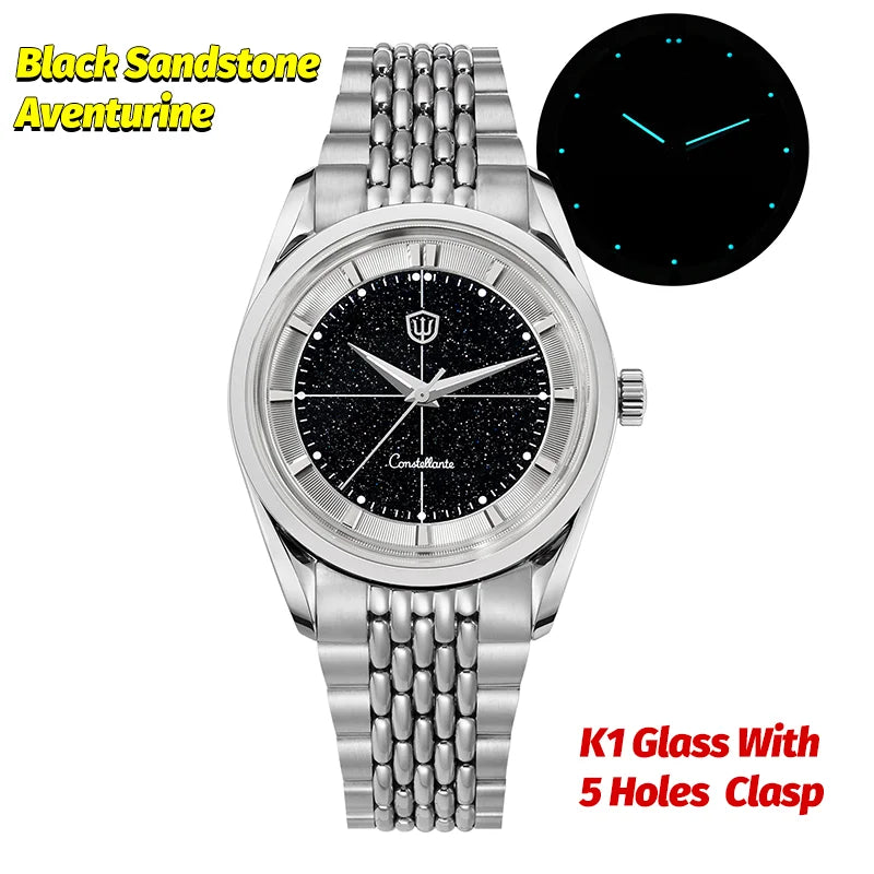 Watchdives WD1954 Classic Black Quartz Watch 36Mm Sandstone Dial VH31 Watch Luminous Waterproof Brushing 316L Steel Luxury Watch
