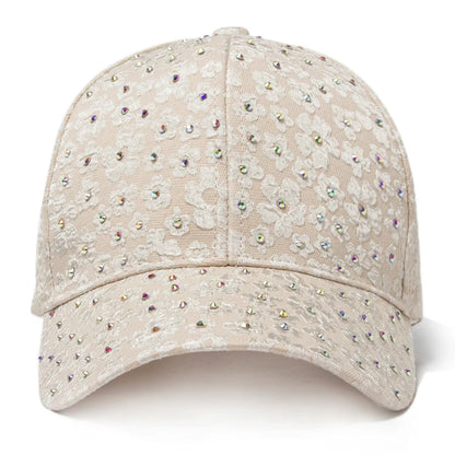 CNTANG Sommer-baseballkasket til kvinder med rhinestones og blomsterbroderi, snapback-kasket til kvinder, designer-solhat, hiphop-kasketter i Y2K-stil