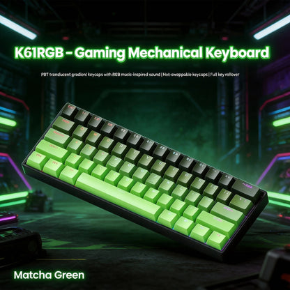 Teclado mecânico portátil com fio K61, Phantom RGB colorido, resposta de nível gaming, design ergonómico, adequado para gaming e escritório