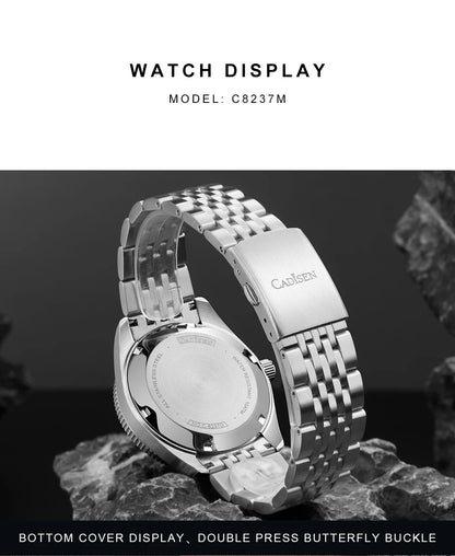 NEW 2025 CADISEN Men's Watches Mechanical Wristwatch For Men Automatic Watch Japan 8215 Ceramic Bezel 10Bar Waterproof Clock