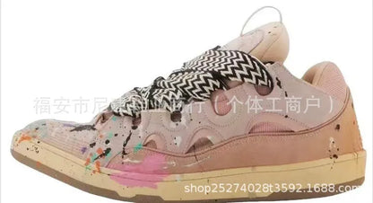 Comfortable High Heel Skate Shoes Thick Bottom Casual Sporty Dad Bag Shoes Vietnamese Cambodian New Style Knot Tied Slip-On