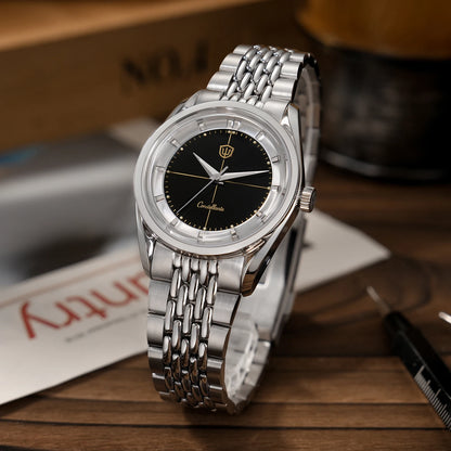 Watchdives WD1954 Classic Black Quartz Watch 36Mm Sandstone Dial VH31 Watch Luminous Waterproof Brushing 316L Steel Luxury Watch
