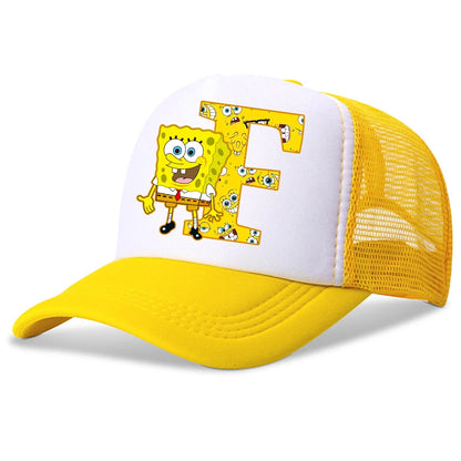 Spongebob-baseballkasketter til børn – kawaii-tegneserie med bogstaver – afslappet solhat til børn – justerbar kasket med skygge – fødselsdagsgaver
