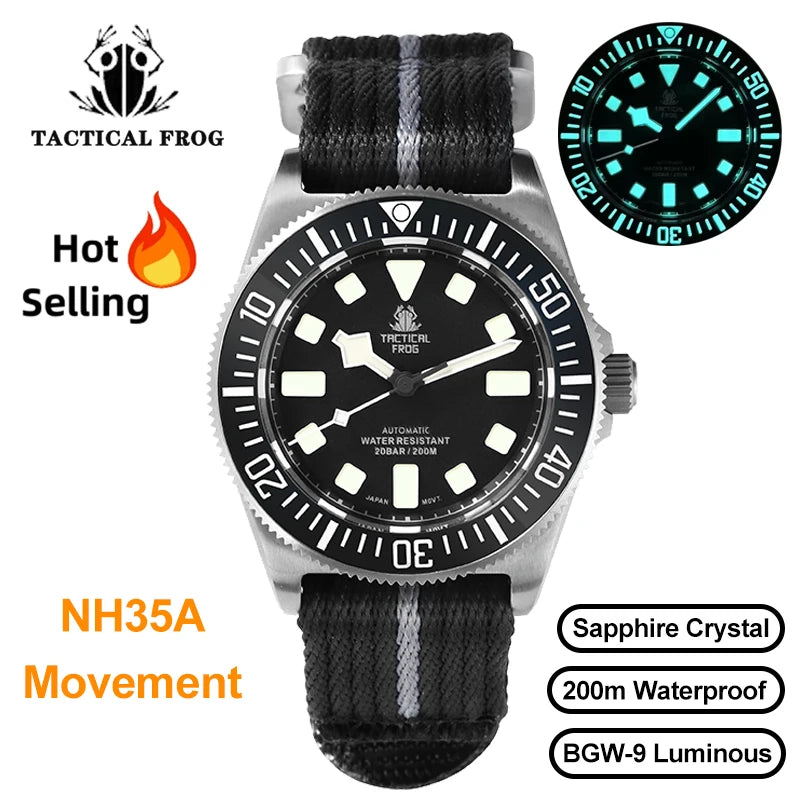 Tactical Frog FXD V4 Mechanische Uhr NH35 Automatikwerk Titan-Herrenuhr 200m wasserdicht Saphirglas Leuchtzeiger 42mm Uhr