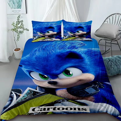 H-Hedgehog S-SonicES 3 Duvet Cover Set, Soft-Washed Cotton Bedding, Comfortable Summer Bedding for Student Dorms and Home