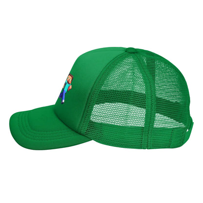 Hoekige avonturier ontdekt een Creepers-monster achter zich Truckerpet Zonnehoeden Verstelbare snapback-petten Mesh-baseballpet