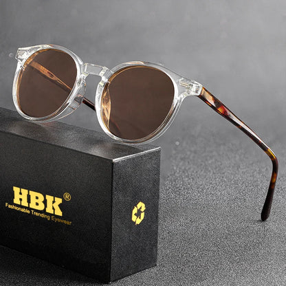 HBK Fashion polariserede solbriller til mænd, runde TR90-stel, modesolbriller til kvinder, kørsel, sport, UV400, Lunette De Soleil Homme