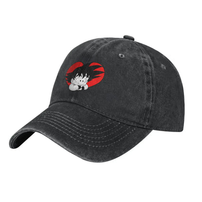 Dragon Ball DBZ Goku Baseball Caps Distressed Cotton Red Heart Headwear Unisex Style Outdoor All Seasons Travel Gift Hats Cap, Produit gaming premium Fraquane, produits de luxe