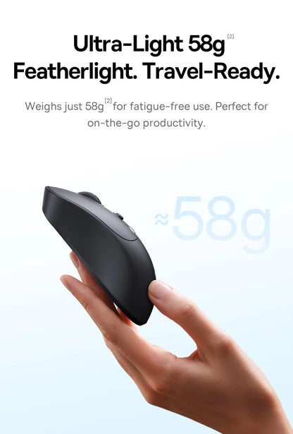 Baseus EM2 Ergonomic Wireless Mouse Bluetooth 5.3 Rechargeable Silent Mouse, Ultra-Light Bluetooth & 2.4G Wireless Mouse with Customizable Buttons, 4000 DPI Type-C Charging