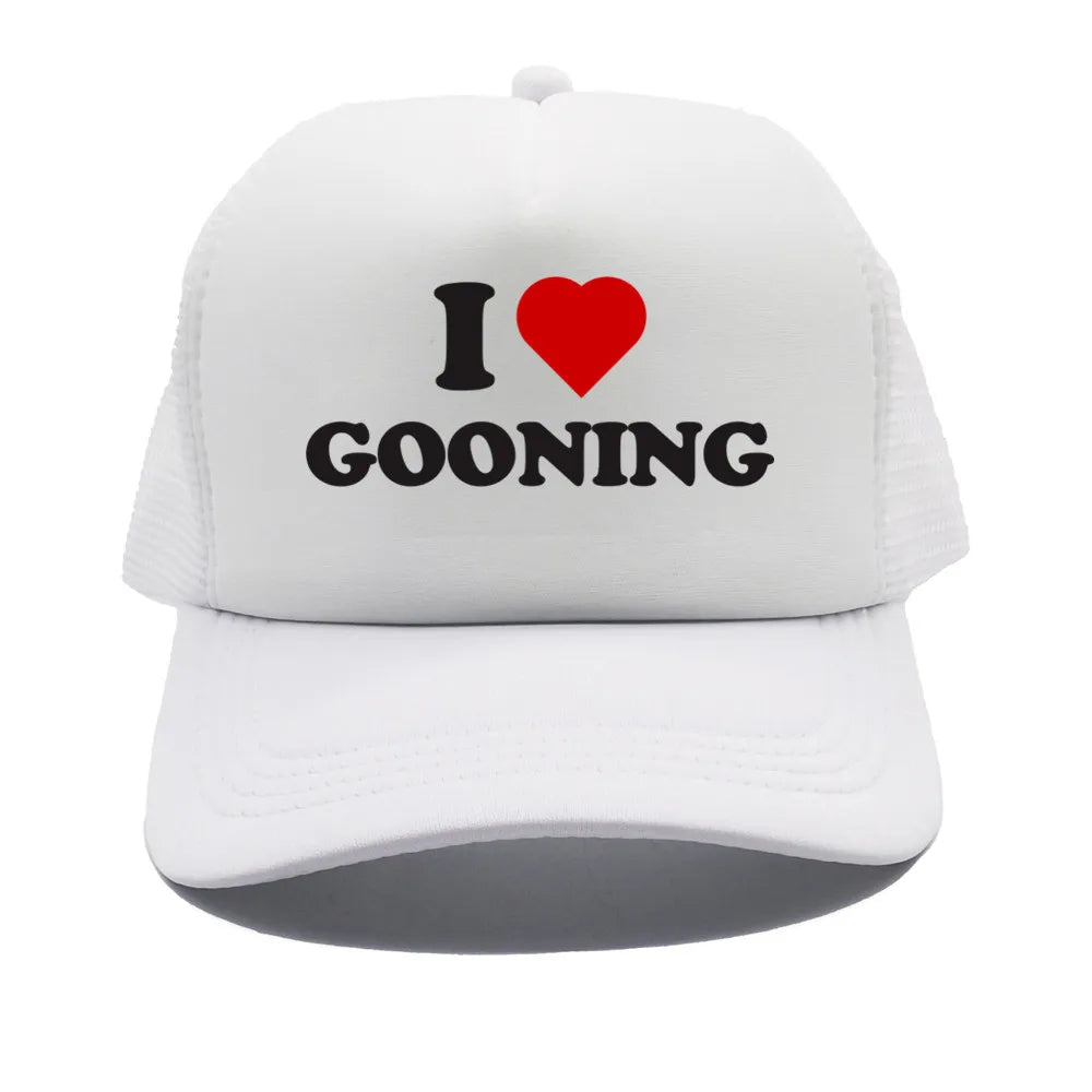Αστεία καπέλα μπέιζμπολ «I Love Gooning» – Δροσερά καλοκαιρινά ανδρικά καπέλα από πλέγμα – Χιουμοριστικά καπέλα τύπου «Trucker» – Unisex καπέλα από πλέγμα για υπαίθριες δραστηριότητες – MZ-080