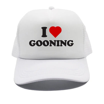 Αστεία καπέλα μπέιζμπολ «I Love Gooning» – Δροσερά καλοκαιρινά ανδρικά καπέλα από πλέγμα – Χιουμοριστικά καπέλα τύπου «Trucker» – Unisex καπέλα από πλέγμα για υπαίθριες δραστηριότητες – MZ-080