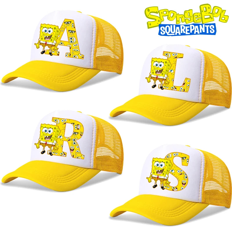 Spongebob-baseballkasketter til børn – kawaii-tegneserie med bogstaver – afslappet solhat til børn – justerbar kasket med skygge – fødselsdagsgaver