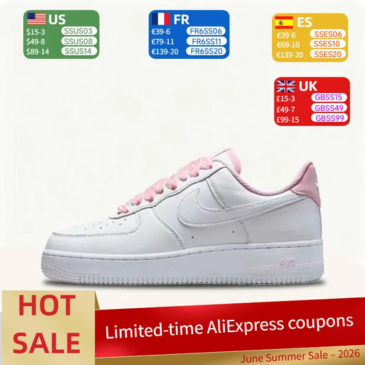 Nike Air Force 1 Low Trendy Pink Velvet Laces Stylish, Unique, Comfortable, Versatile Low-Top Sneakers Women's HV4403-601