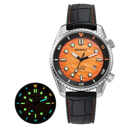BERNY Diver Automatic Watches Men's Luxury Sapphire 316L Stainless Steel Mechanical Watch 42MM 200M Waterproof Diving Men's Watch