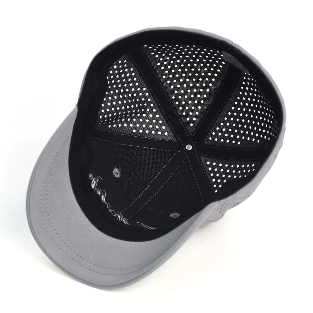 Casquette de baseball à mailles, à visière courte, dos fermé, pour homme et femme, respirante, à fermeture à pression, ajustée, style « dad hat », réglable, unie, style « trucker »